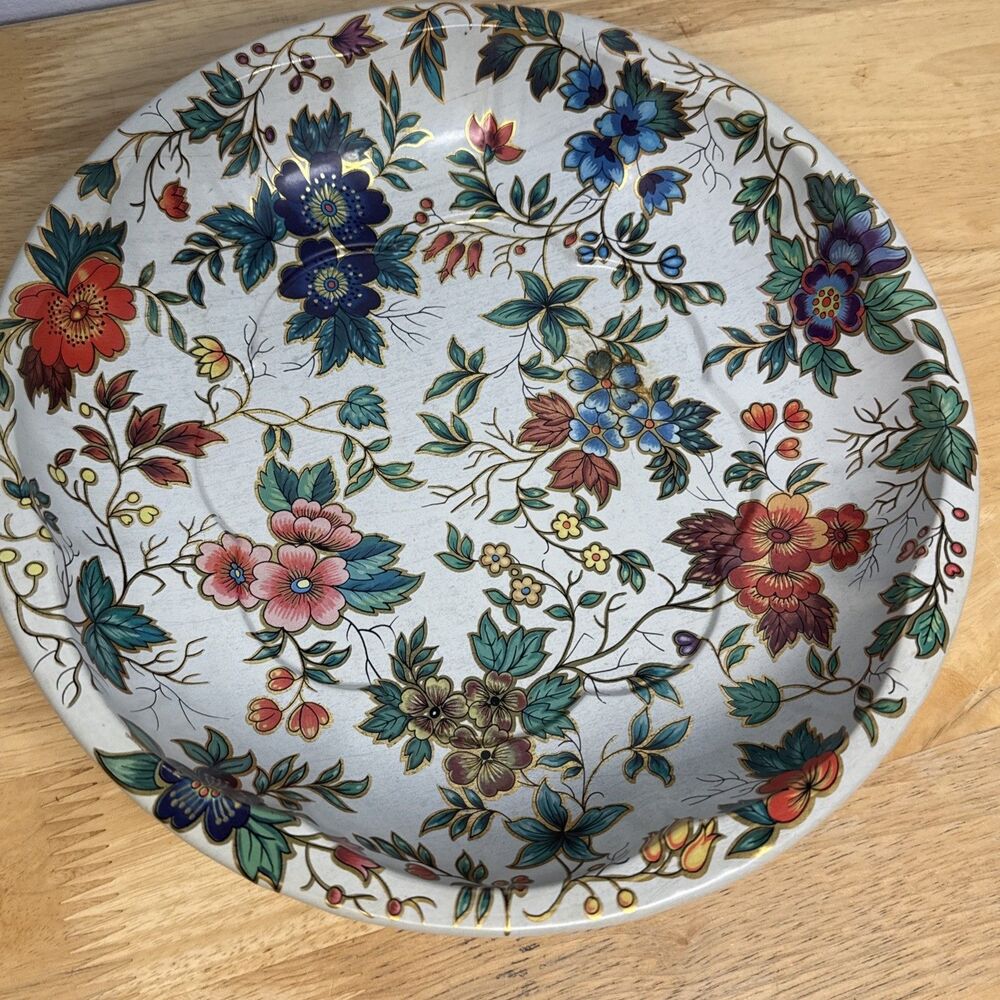 Vintage 1971 Daher Decorated Ware Floral Chitz Tin Tray Plate England - Picture 7 of 10